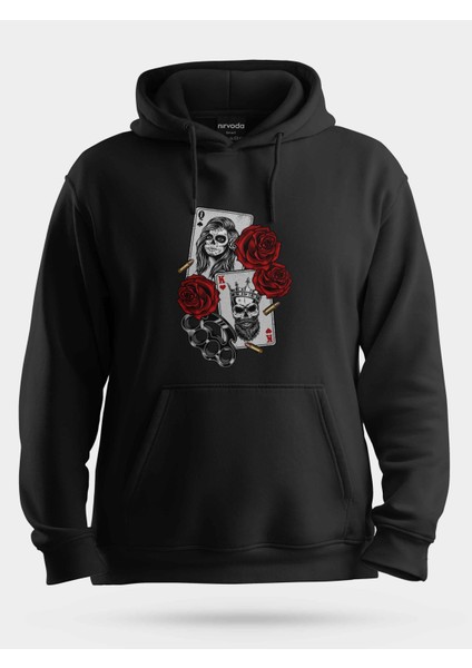 Gangsta Gotik Papaz Kız Iskambil Unisex Kapüşonlu Sweatshirt
