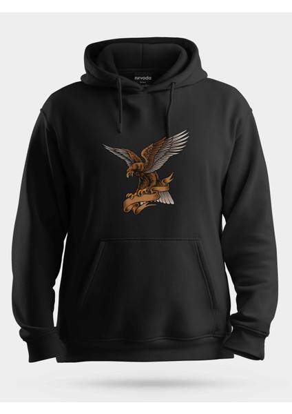 Hırçın Kahve Kartal Unisex Kapüşonlu Sweatshirt