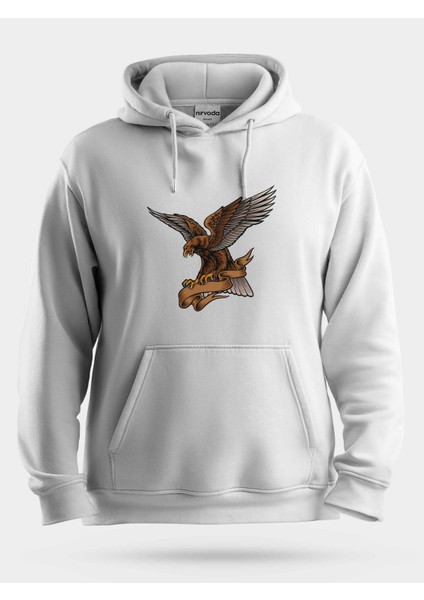 Hırçın Kahve Kartal Unisex Kapüşonlu Sweatshirt
