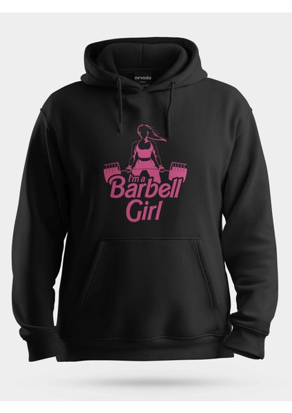Barbell Girl Fitness Gym Pembe Kız Unisex Kapüşonlu Sweatshirt