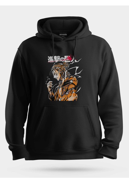 Eren Cool Atttack On Titan Unisex Kapüşonlu Sweatshirt Siyah