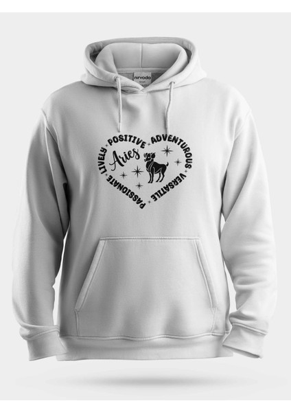Koç Burcu Aries Zodyak Kalpli Unisex Kapüşonlu Sweatshirt