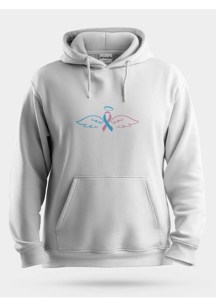 Pembe Mavi Kurdele Melek Kanadı Unisex Kapüşonlu Sweatshirt