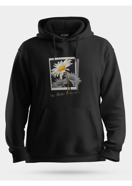 No More Excuses Papatya Unisex Kapüşonlu Sweatshirt Siyah