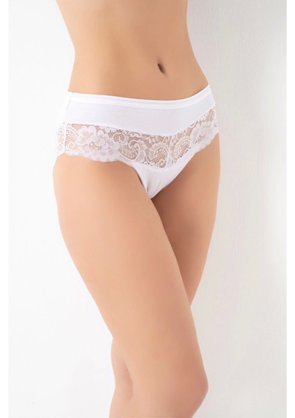 932 Bayan Dantel Detaylı Cotton Bikini Külot