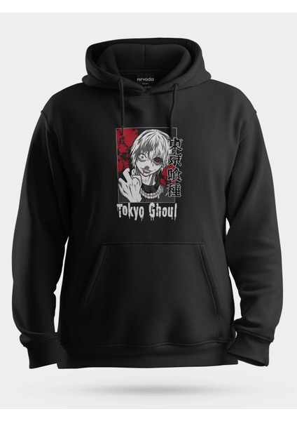 Tokyo Ghoul Graffiti Unisex Kapüşonlu Sweatshirt Siyah