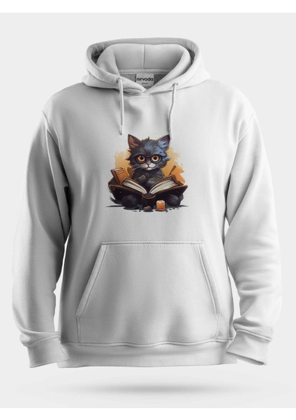 Öğrenci Siyah Kedi Unisex Kapüşonlu Sweatshirt