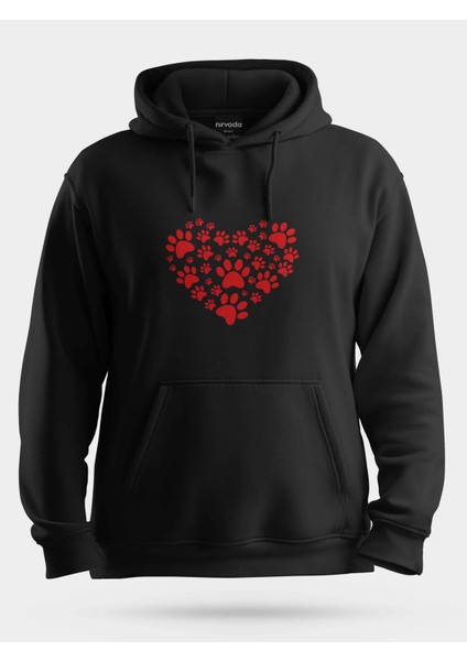 Patili Kalp Unisex Kapüşonlu Sweatshirt