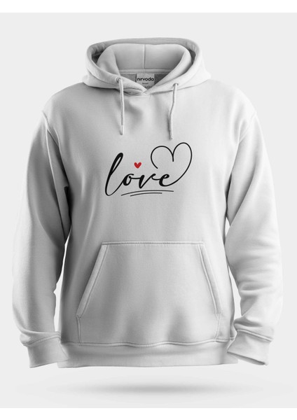Love Minimal Kalp Unisex Kapüşonlu Sweatshirt