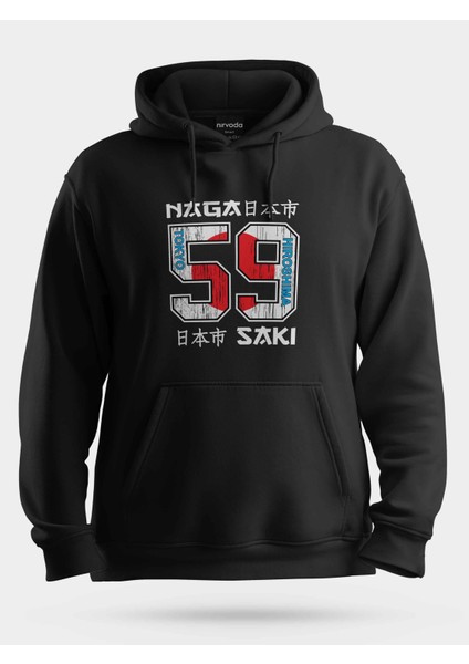 Nagasaki Unisex Kapüşonlu Sweatshirt Siyah