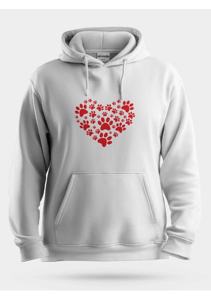 Patili Kalp Unisex Kapüşonlu Sweatshirt