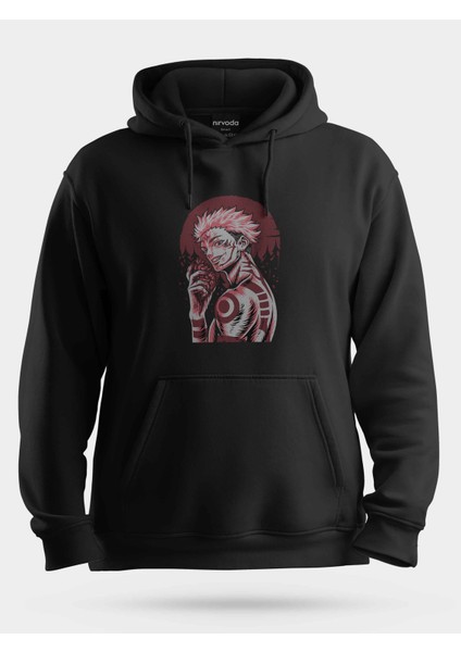 Sukuna Jujutsu Kaisen Unisex Kapüşonlu Sweatshirt Siyah