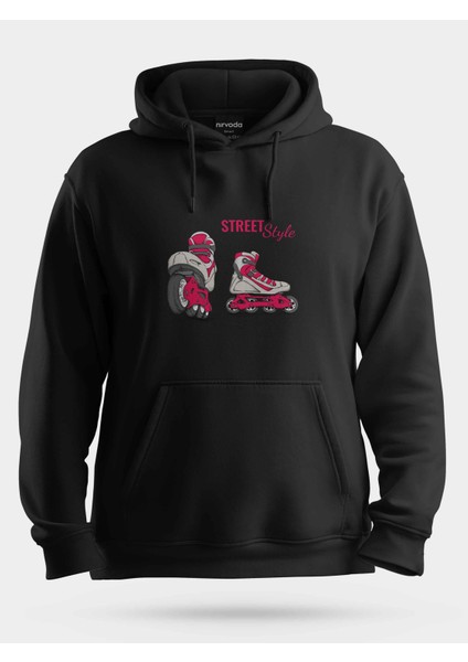 Street Style Paten Unisex Kapüşonlu Sweatshirt