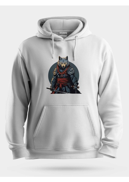 Samuray Savaşçı Kurt Unisex Kapüşonlu Sweatshirt