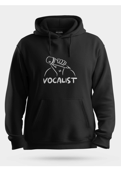 Vokalist Müzik Unisex Kapüşonlu Sweatshirt Siyah