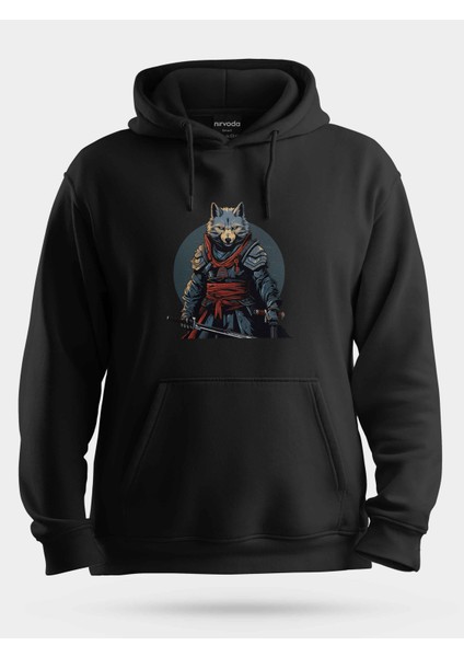 Samuray Savaşçı Kurt Unisex Kapüşonlu Sweatshirt