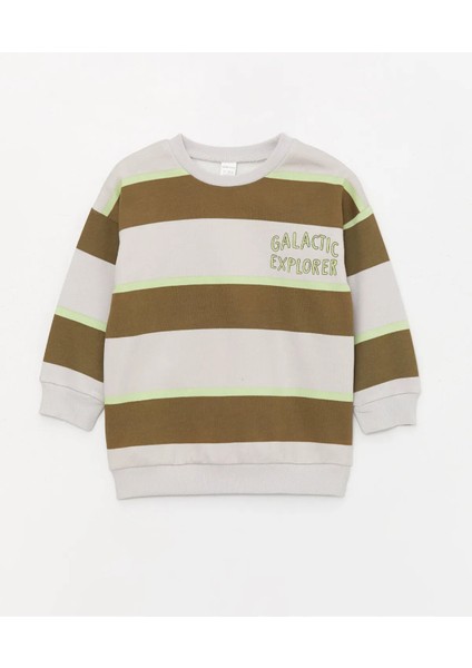 Baby Bisiklet Yaka Uzun Kollu Çizgili Erkek Bebek Sweatshirt