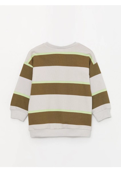 Baby Bisiklet Yaka Uzun Kollu Çizgili Erkek Bebek Sweatshirt