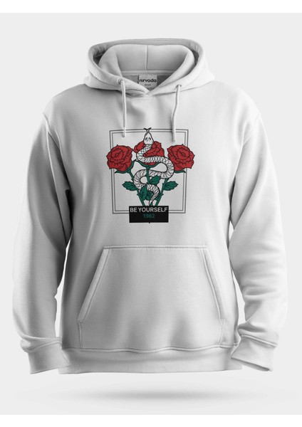 Wild Life Yılanlı Gül Unisex Kapüşonlu Sweatshirt
