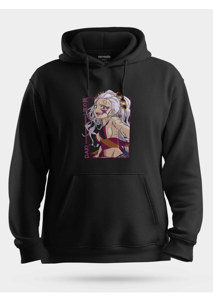 Daki Demon Slayer Siyah Unisex Kapüşonlu Sweatshirt