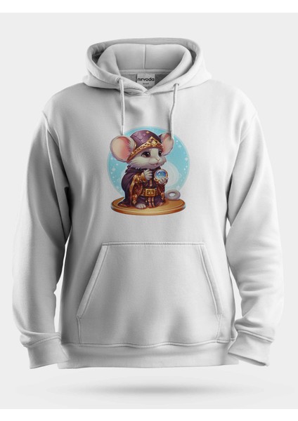 Büyücü Sevimli Fare Unisex Kapüşonlu Sweatshirt