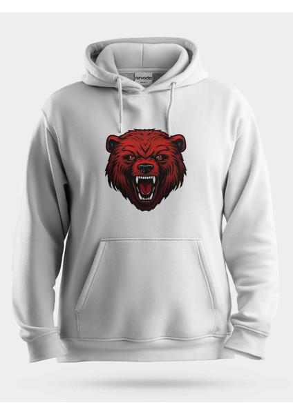 Kırmızı Ayı Unisex Kapüşonlu Sweatshirt