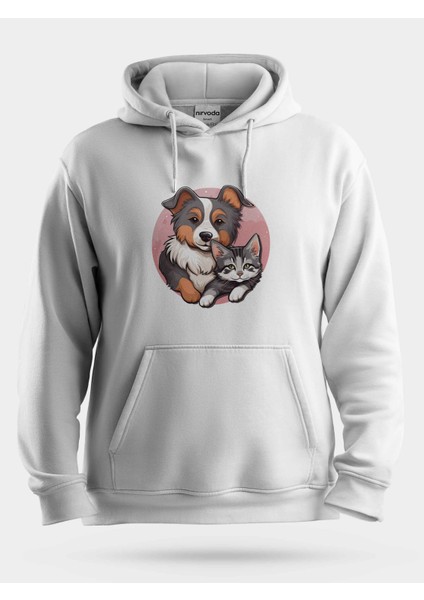 Dost Kedi Köpek Unisex Kapüşonlu Sweatshirt