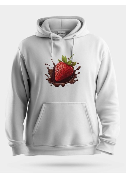 Çikolatalı Çilek Unisex Kapüşonlu Sweatshirt