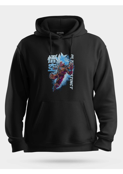 Goku Yağlı Boya Tasarımlı Dragon Ball Siyah Unisex Kapüşonlu Sweatshirt
