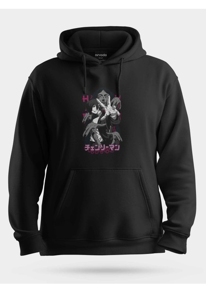 Himeno Chainsaw Man Siyah Unisex Kapüşonlu Sweatshirt