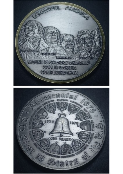 Escoines 1976 Amerikanın Bağımsızlık Bildirgesi 200.YILI Rushmore Dağı Hatıra Madalya 48GRAM 50MM