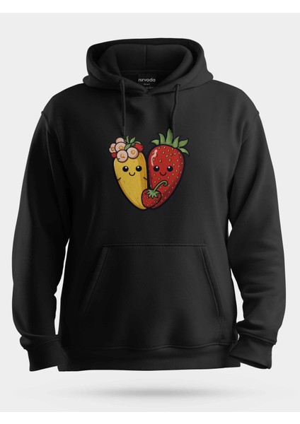 Çilek Muz Ikilisi Unisex Kapüşonlu Sweatshirt