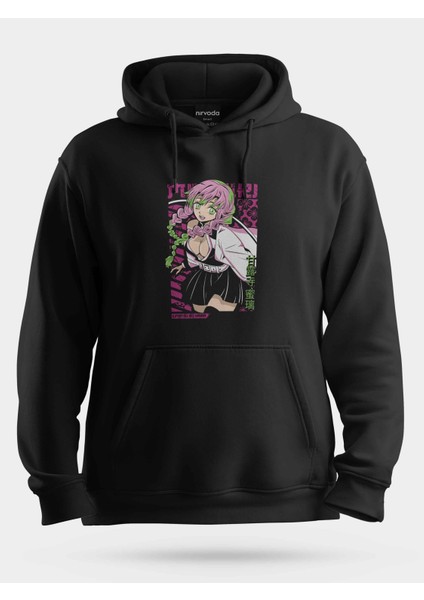 Demon Slayer Mitsuri Siyah Unisex Kapüşonlu Sweatshirt
