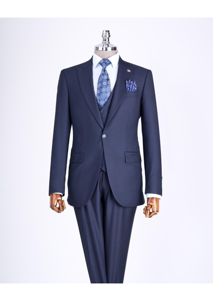 Italyan Stil Ceket Yelek Pantolon Takım Elbise Lacivert T12013 fiyatları
