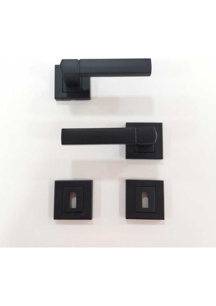 Polat Mat Siyah Rozetli Kapı Kolu Oda