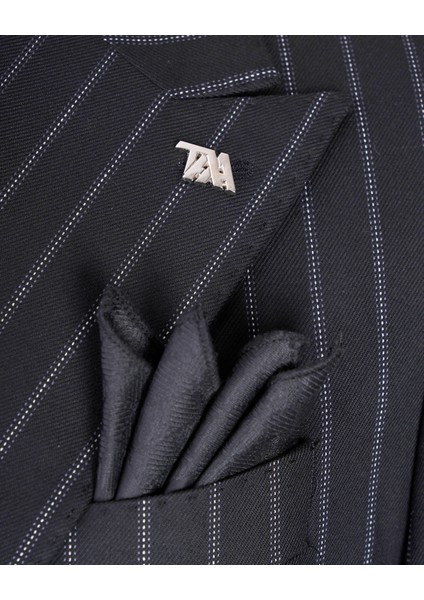 Italyan Stil Slim Fit Çizgili Kruvaze Ceket Pantolon Takım Elbise Siyah T13491 indirimleri