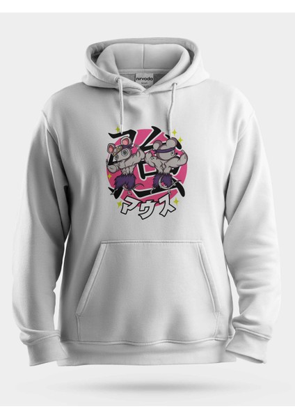 Muscle Mice Kaslı Fare Demon Slayer Unisex Kapüşonlu Sweatshirt
