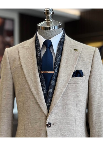 Italyan Stil Slim Fit Sivri Yaka Erkek Ceket Vizon T13214 fiyatları