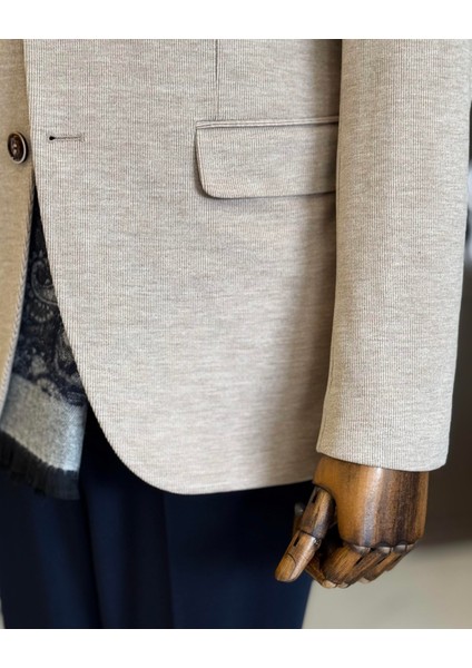Italyan Stil Slim Fit Sivri Yaka Erkek Ceket Vizon T13214 indirimleri