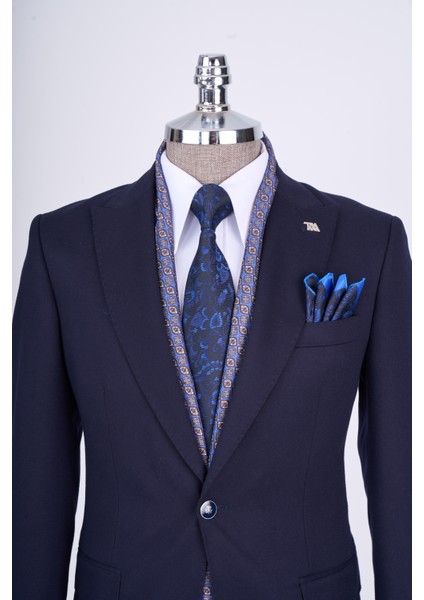 Italyan Stil Slim Fit Sivri Yaka Erkek Ceket Lacivert T13236 fiyatları