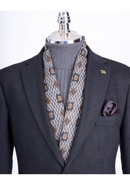 Italyan Stil Slim Fit 4 Drop Mono Yaka Erkek Tek Ceket Siyah T13485