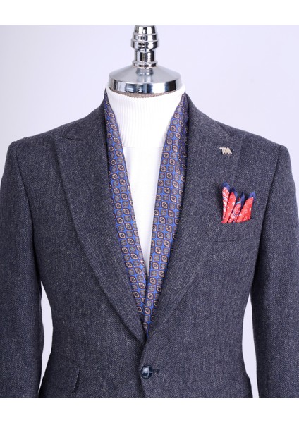 Italyan Stil Slim Fit Balıksırtı Desen Erkek Tek Ceket Lacivert T13299 fiyatları