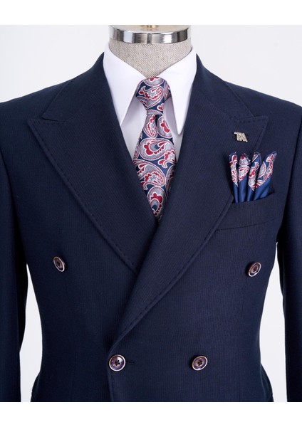 Italyan Stil Slim Fit Kadife Erkek Tek Ceket Lacivert T13182