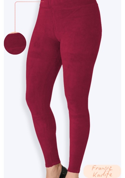 2273 Atilla Kadın Fransız Kadife Tayt Bordo