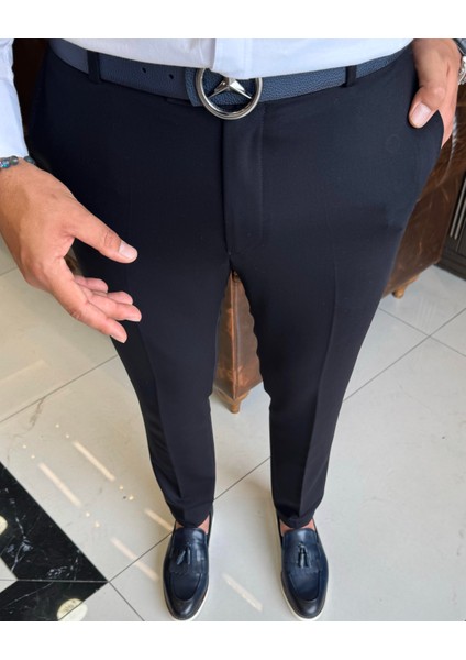 Italyan Stil Slim Fit Erkek Kumaş Pantolon Lacivert T11522