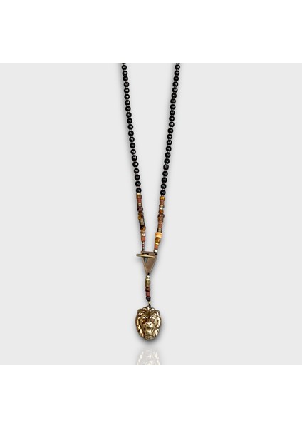 King Leo – Antika Aslan Figürlü Onyx Tiger Eye Unisex Kolye