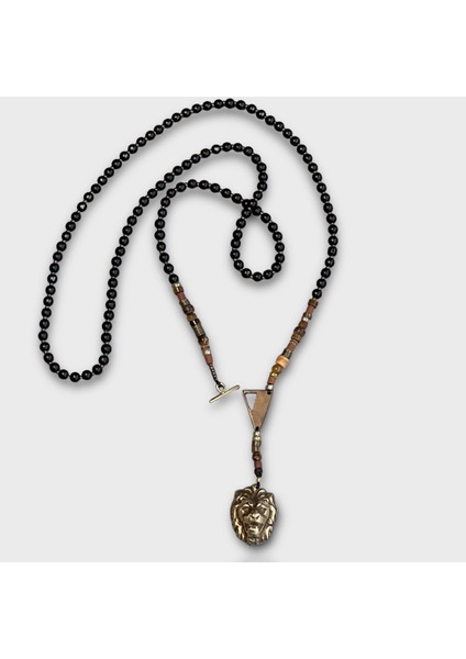 King Leo – Antika Aslan Figürlü Onyx Tiger Eye Unisex Kolye