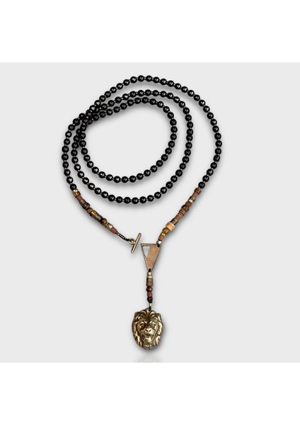 King Leo – Antika Aslan Figürlü Onyx Tiger Eye Unisex Kolye