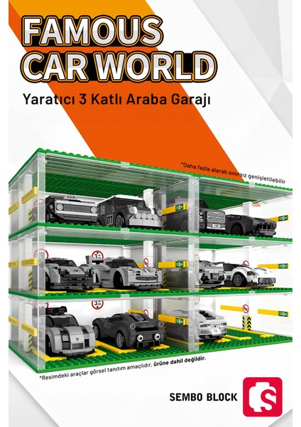 Famous Cars Araç Park Yeri 6 Araç Için 130 Parça Yapı Blokları ile Uyumlu (607341) fiyatları