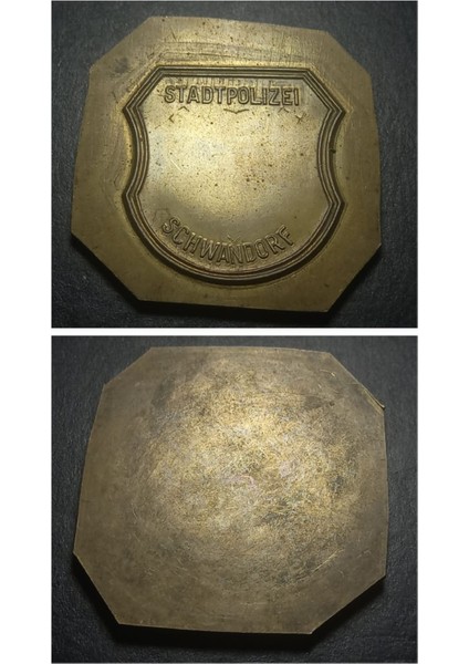 Schwandorf Şehir Polisi Hatıra Madalya Kesilmemiş Madalya 70.5gram 54MM Nadir